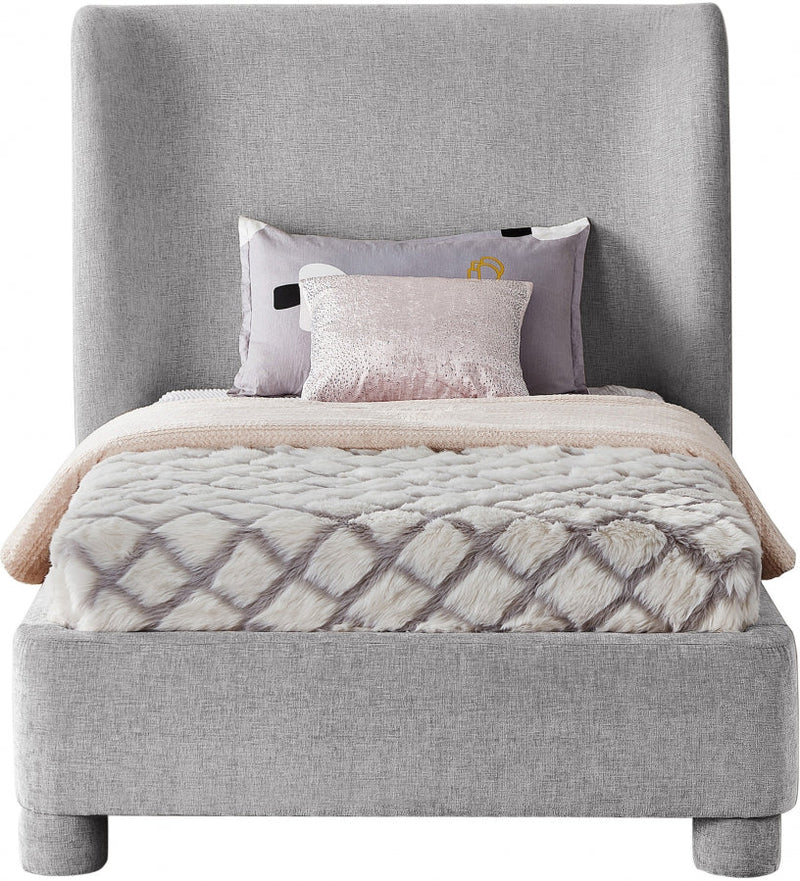Penny Chenille Fabric Twin Bed Grey - Gate FurnitureTwin Bed