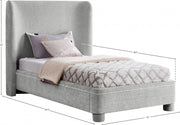 Penny Chenille Fabric Twin Bed Grey - Gate FurnitureTwin Bed
