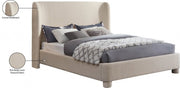 Penny Linen Textured Fabric King Bed Beige - Gate FurnitureKing Bed