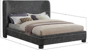 Penny Linen Textured Fabric Queen Bed Black - Gate FurnitureQueen Bed