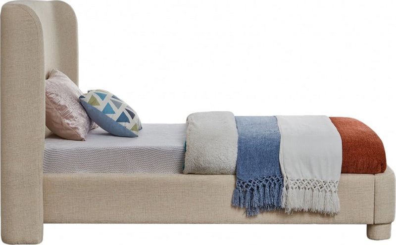 Penny Linen Textured Fabric Twin Bed Beige - Gate FurnitureTwin Bed