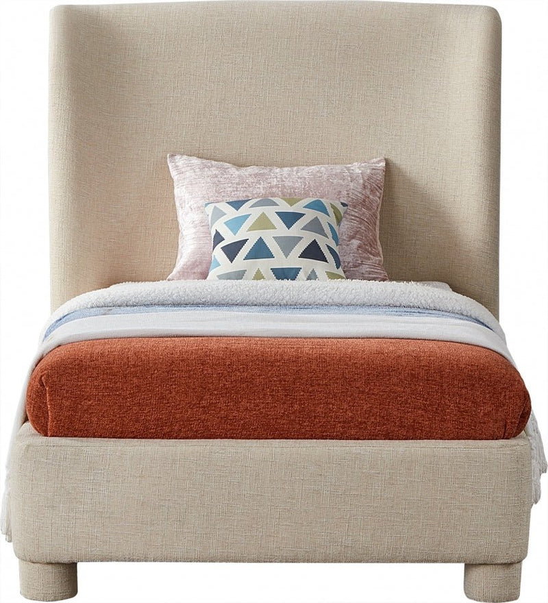 Penny Linen Textured Fabric Twin Bed Beige - Gate FurnitureTwin Bed