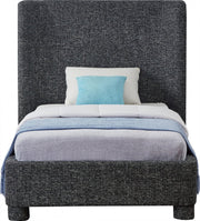 Penny Linen Textured Fabric Twin Bed Black - Gate FurnitureTwin Bed