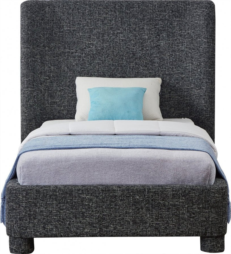 Penny Linen Textured Fabric Twin Bed Black - Gate FurnitureTwin Bed