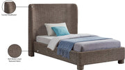 Penny Linen Textured Fabric Twin Bed Brown - Gate FurnitureTwin Bed