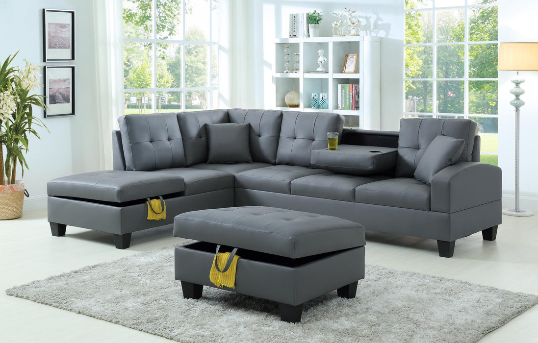 Perovskia Gray Sectional With Ottoman - Gate Furniture