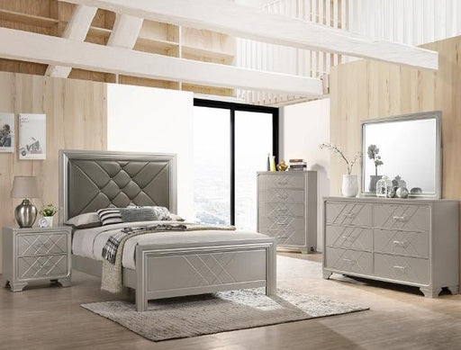 Phoebe Silver Queen Panel Bed - Gate Furniture