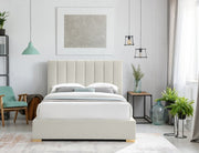 Pierce Linen Textured King Bed Beige - Gate FurnitureKing Bed