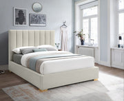 Pierce Linen Textured King Bed Beige - Gate FurnitureKing Bed