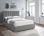 Pierce Linen Textured King Bed Grey - Gate FurnitureKing Bed