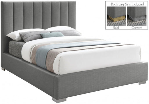 Pierce Linen Textured King Bed Grey - Gate FurnitureKing Bed