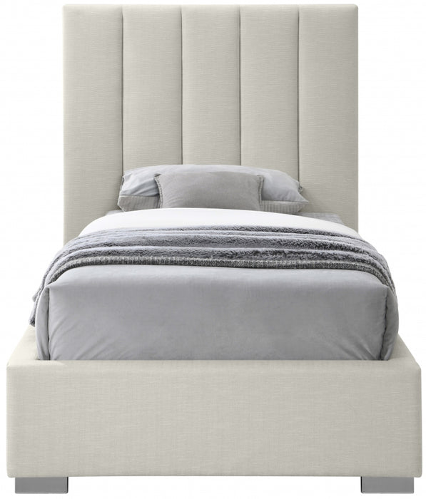 Pierce Linen Textured Twin Bed Beige - PierceBeige-T