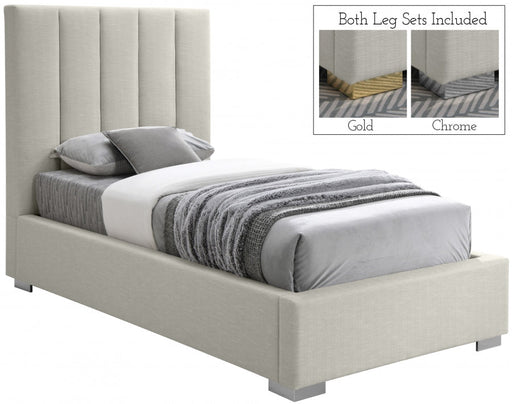 Pierce Linen Textured Twin Bed Beige - Gate FurnitureTwin Bed