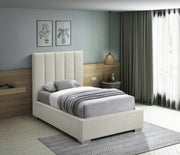 Pierce Linen Textured Twin Bed Beige - Gate FurnitureTwin Bed