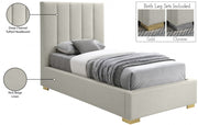 Pierce Linen Textured Twin Bed Beige - Gate FurnitureTwin Bed