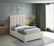 Pierce Linen Textured Twin Bed Beige - Gate FurnitureTwin Bed