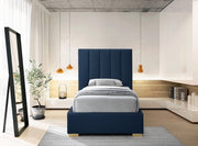 Pierce Linen Textured Twin Bed Blue - Gate FurnitureTwin Bed