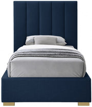 Pierce Linen Textured Twin Bed Blue - Gate FurnitureTwin Bed