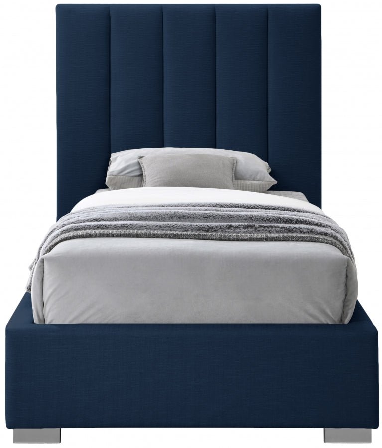 Pierce Linen Textured Twin Bed Blue - Gate FurnitureTwin Bed