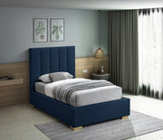Pierce Linen Textured Twin Bed Blue - Gate FurnitureTwin Bed