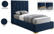 Pierce Linen Textured Twin Bed Blue - Gate FurnitureTwin Bed