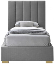 Pierce Linen Textured Twin Bed Grey - Gate FurnitureTwin Bed