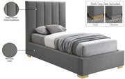 Pierce Linen Textured Twin Bed Grey - Gate FurnitureTwin Bed