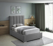 Pierce Linen Textured Twin Bed Grey - Gate FurnitureTwin Bed