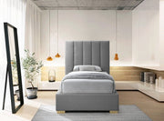 Pierce Linen Textured Twin Bed Grey - Gate FurnitureTwin Bed