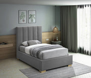 Pierce Linen Textured Twin Bed Grey - Gate FurnitureTwin Bed