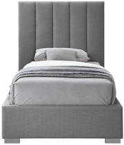 Pierce Linen Textured Twin Bed Grey - Gate FurnitureTwin Bed