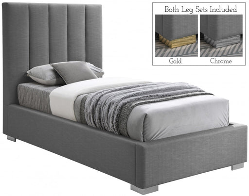 Pierce Linen Textured Twin Bed Grey - Gate FurnitureTwin Bed