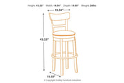 Pinnadel Light Brown Bar Height Bar Stool - Gate FurnitureBarstool