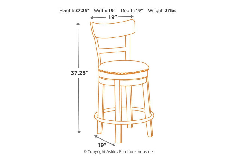 Pinnadel Light Brown Counter Height Bar Stool - Gate FurnitureBarstool