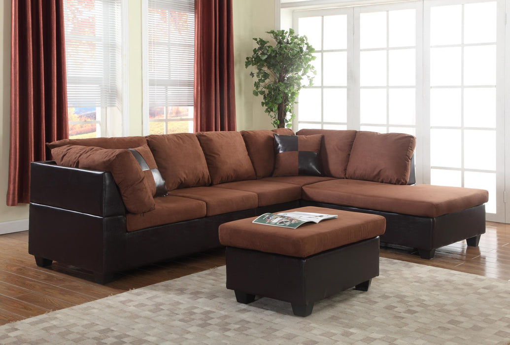 Pinus  Chocolate/Mocha Sectional With Ottoman - Gate Furniture