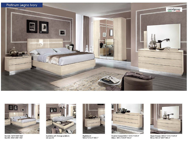 Platinum Legno Bed Ivory Betullia Sabbia Queen - Gate FurnitureQueen Bed