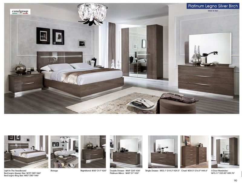 Platinum Legno Bed Silver Birch Queen - Gate FurnitureQueen Bed