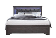 Pompei Metallic Grey King Bed With Led - Gate FurnitureKing Bed