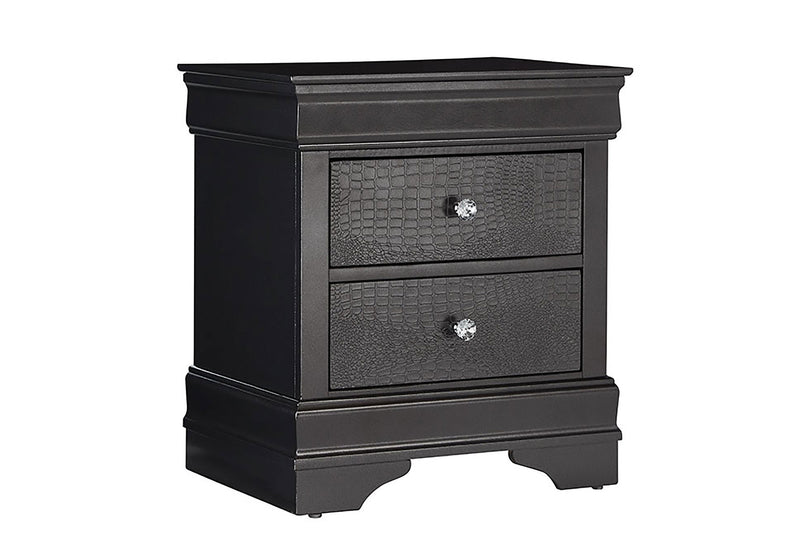 Pompei Metallic Grey Nightstand - Gate FurnitureNightstand