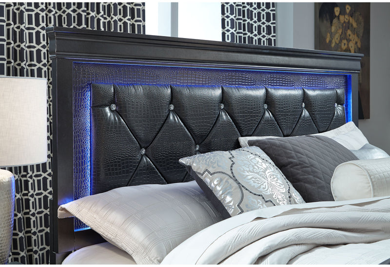Pompei Metallic Grey Queen Bed With Led - Gate FurnitureQueen Bed