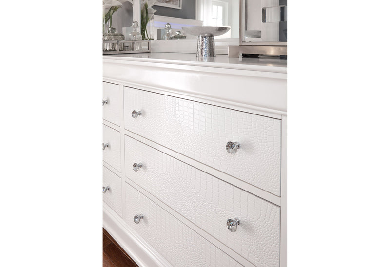 Pompei Metallic White Dresser - Gate FurnitureDresser