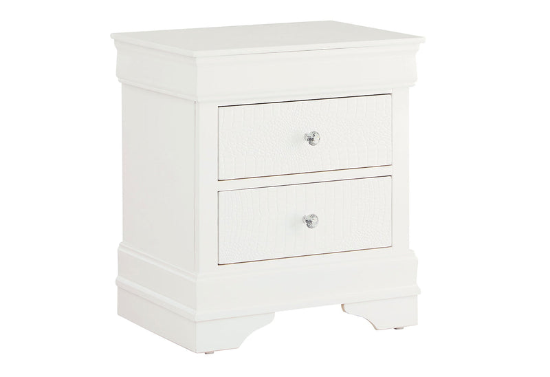 Pompei Metallic White Nightstand - Gate FurnitureNightstand