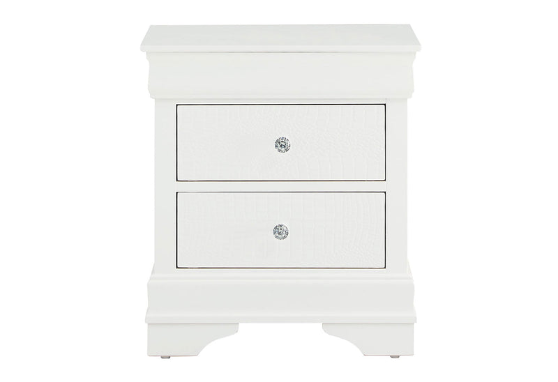 Pompei Metallic White Nightstand - Gate FurnitureNightstand