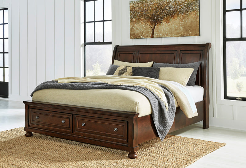 Porter Rustic Brown Footboard Storage Sleigh Platform Bedroom Set - Gate FurnitureBedroom Set