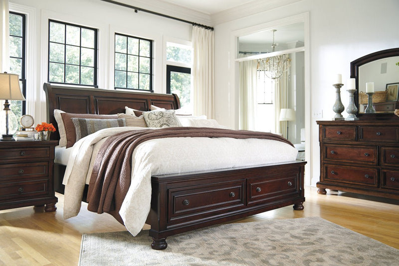 Porter Rustic Brown Queen Sleigh Bed - Gate FurnitureQueen Bed