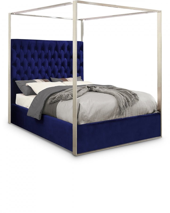 Porter Velvet King Bed Blue - Gate FurnitureKing Bed