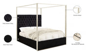 Porter Velvet Queen Bed Black - Gate FurnitureQueen Bed