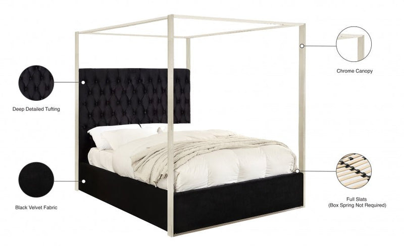 Porter Velvet Queen Bed Black - Gate FurnitureQueen Bed