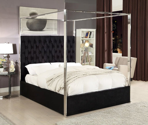 Porter Velvet Queen Bed Black - Gate FurnitureQueen Bed