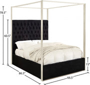 Porter Velvet Queen Bed Black - Gate FurnitureQueen Bed